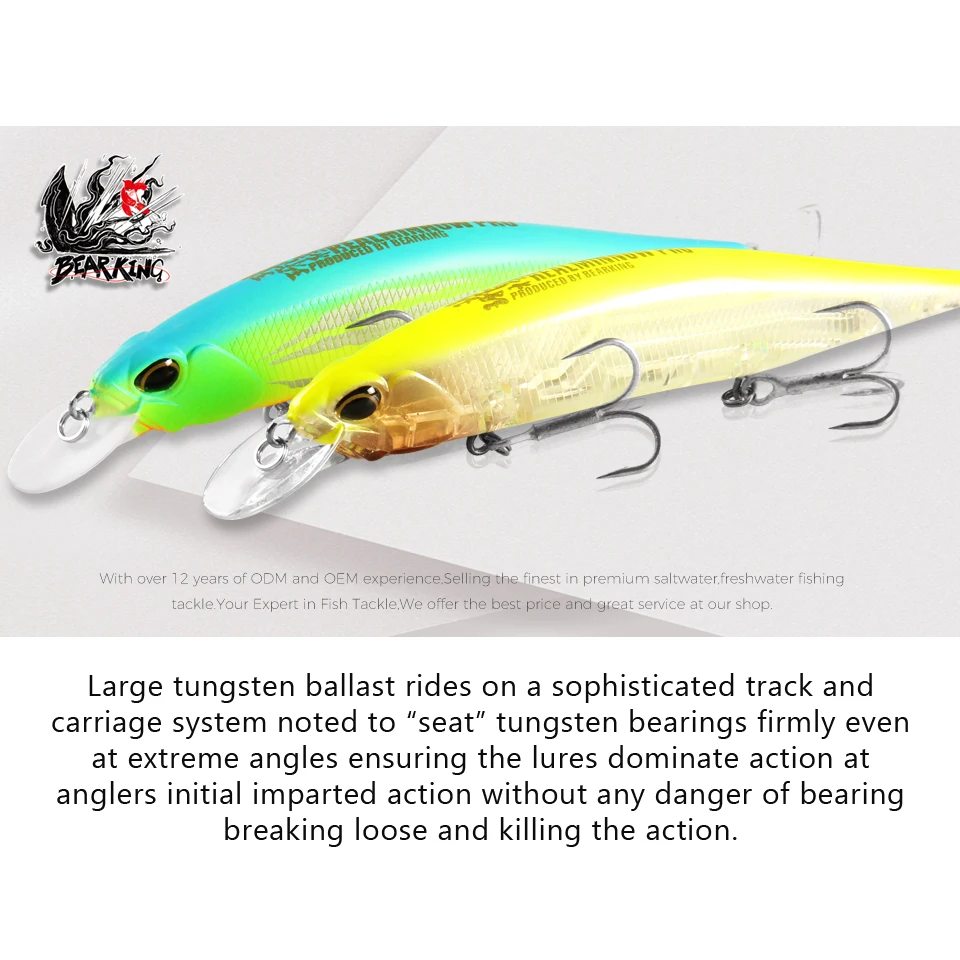 BEARKING 12cm 18g 핫 모델 낚시 미끼 하드 미끼 10 색 선택 미노우 품질 전문 미노우 깊이 1-1.8m