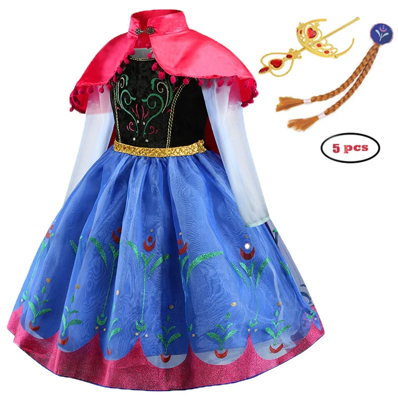 Новые платья Эльзы для девочек, карнавальный костюм детские платья Детские праздничные платья для рождественского костюмированного представления на день рождения для детей 4, 5, 6, 7, 8, 9, 10, 12 лет - Цвет: Blue