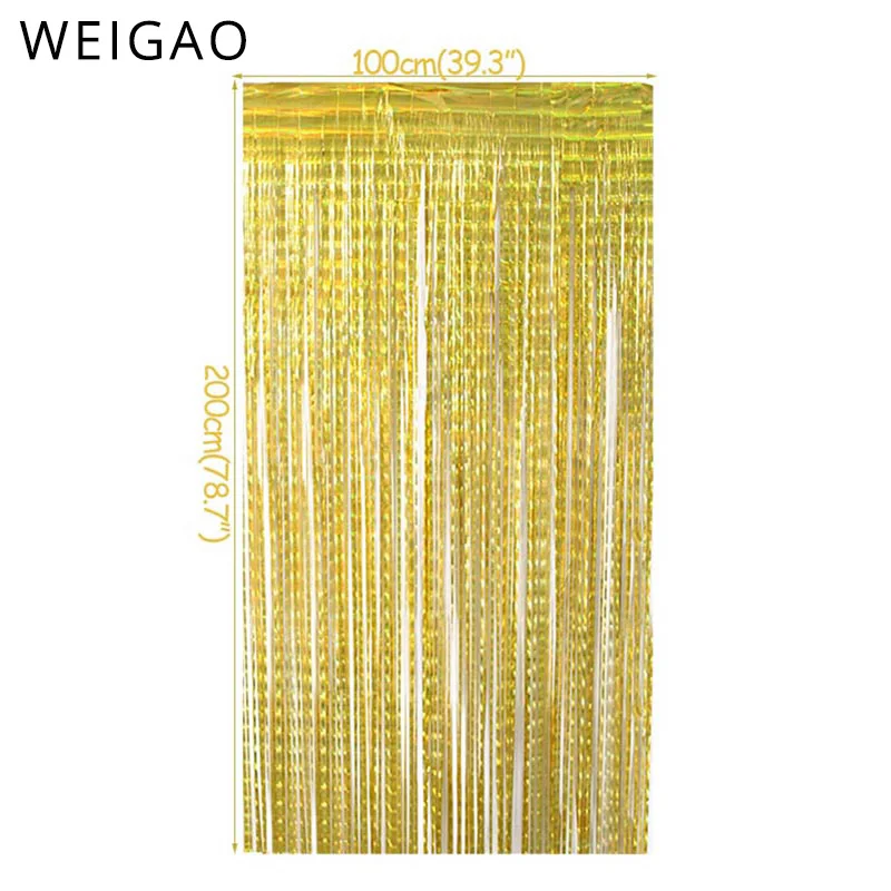 

100x200cm/200x200cm Gold Metallic Tinsel Foil Fringe Curtains for Party Photo Backdrop Wedding Decor Birthday Party Decoration