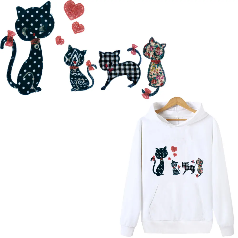 Милые наклейки в горошек с изображением кота утюжок на заплатках для одежды