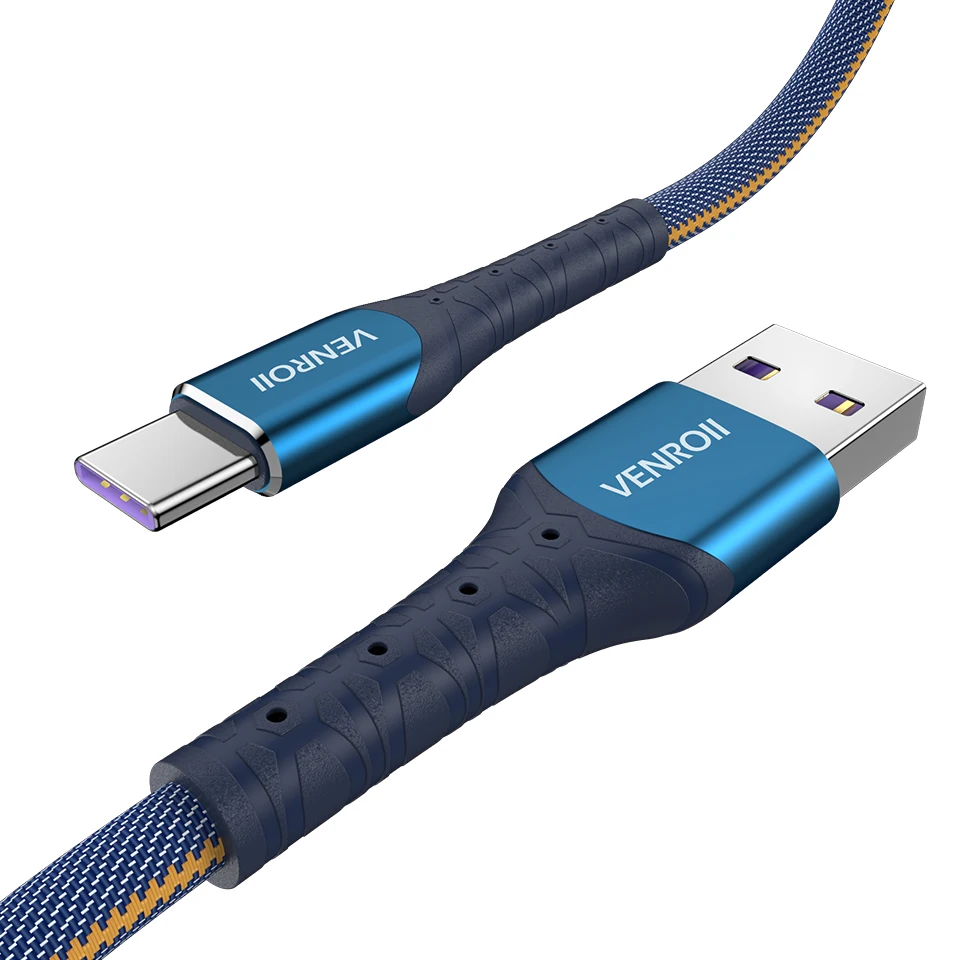 Venroii 5A Supercharge usb type C кабель для huawei mate 30 20 10 Pro Быстрая зарядка USBC Kable type-C телефонный шнур для Honor Xiaomi - Цвет: Blue