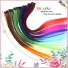 LUPU Long Straight Hair Extensions One Clip in One Piece Colored Highlight Rainbow Pink Purple Synthetic Hair Strands On Clips ► Photo 3/6
