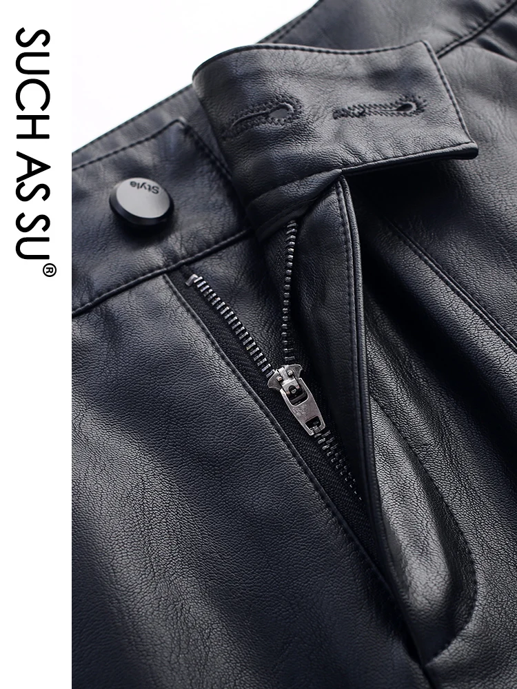 New 2020 Fall Winter PU Straight Shorts Women Black High Waist Leather Shorts M-5XL Plus Size Slim Sexy Mini Short RS1010