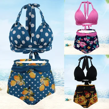 

1 Set Women Lady Swimwear Swimsuit High Waist Breathable for Beach Swimming NYZ Shop