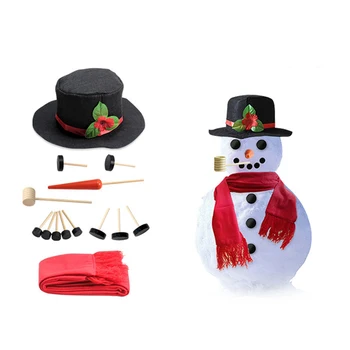 

Snowman Making Kit Christmas Gift 14 Pieces of Snowman Decoration Kit Including Hat Bib Eyes and Buttons DIY Home Decoration