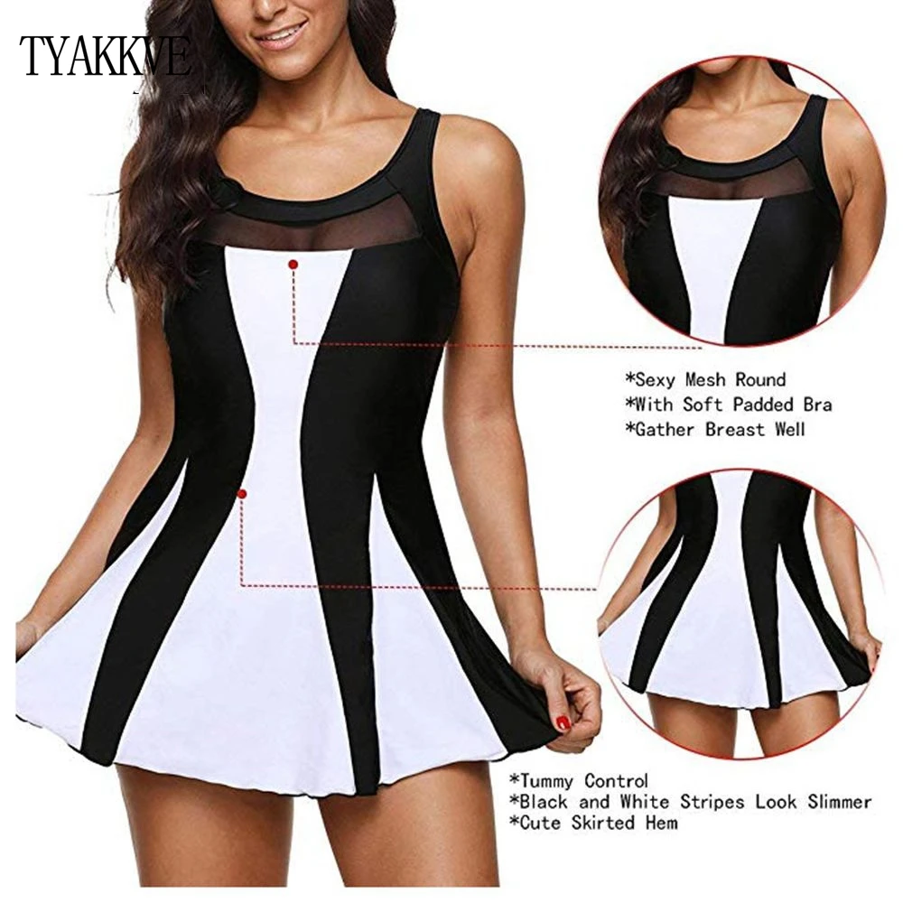 Tankini Swimsuit Vintage One-Piece Large-Size Women Beach-Wear Femme