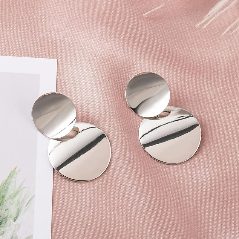ZWC, модные корейские акриловые серьги-капли для женщин, винтажные металлические геометрические золотые Висячие серьги, свадебные ювелирные изделия - Окраска металла: Silver 9