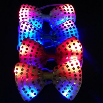 

Led Bow Tie Men Women Lights Sequins Bowtie Flashing Beads Necktie Luminous Accessories Party Wedding Concert Christmas O7W7