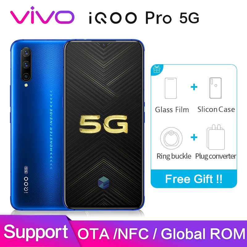Vivo iQOO pro 5g Snapdragon 855 Plus 6 41 &quotсупер AMOLED Поддержка NFC OTA обновление 4500 мАч 44 Вт Супер VOOC