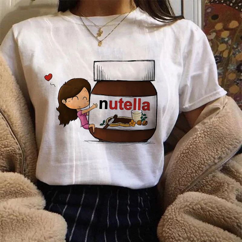 Женская Винтажная Футболка Nutella Kawaii модная футболка с принтом в стиле Харадзюку