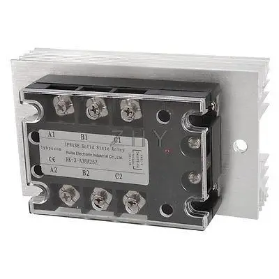 

AC 90-280V to AC 380V 25A 3 Phase SSR Solid State Relay w Aluminum Heat Sink