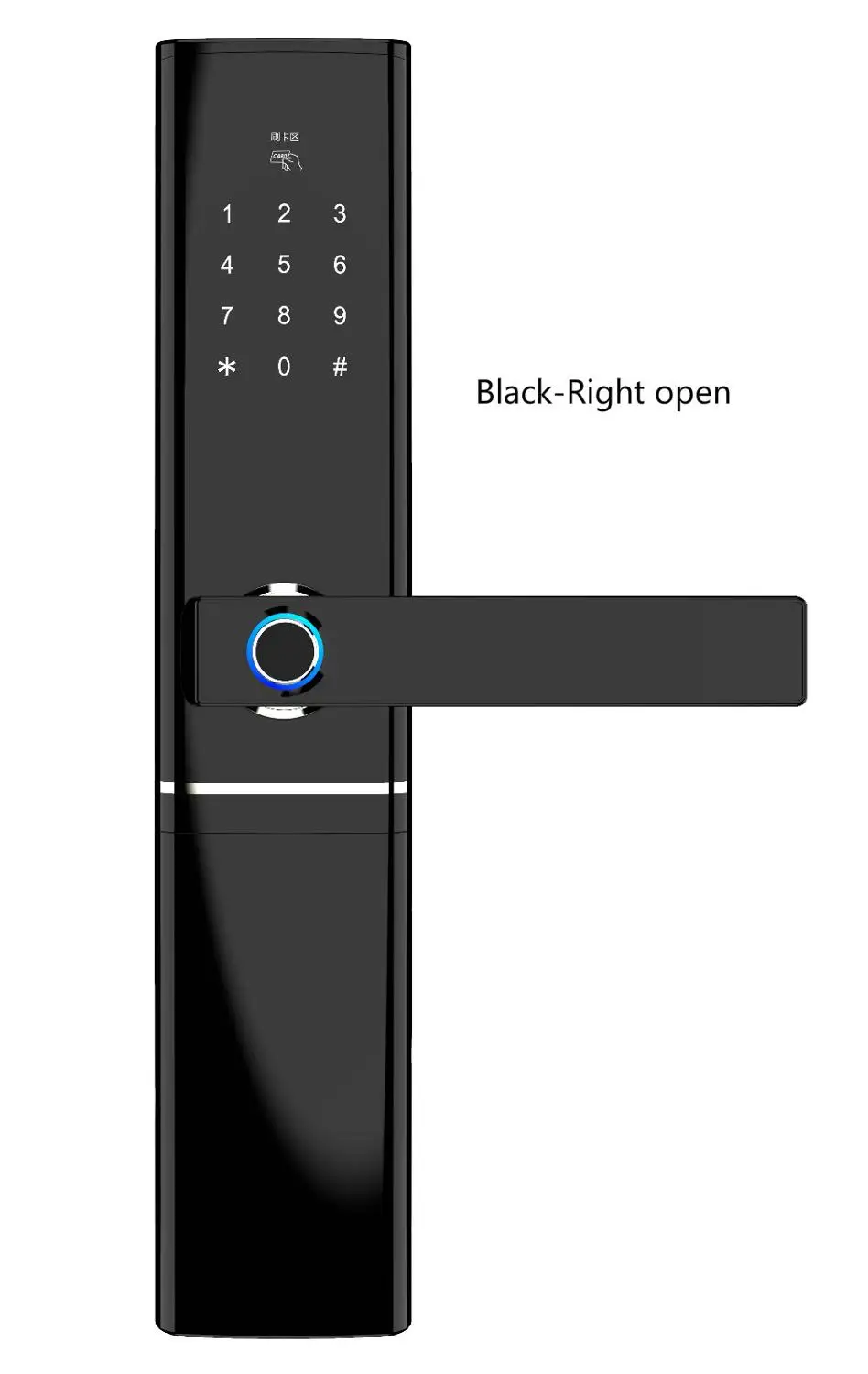 CARDORIA Biometri отпечатков пальцев умный дверной замок умный электронный замок проверка отпечатков пальцев с карта паролей приложение разблокировка - Цвет: Black-Right open