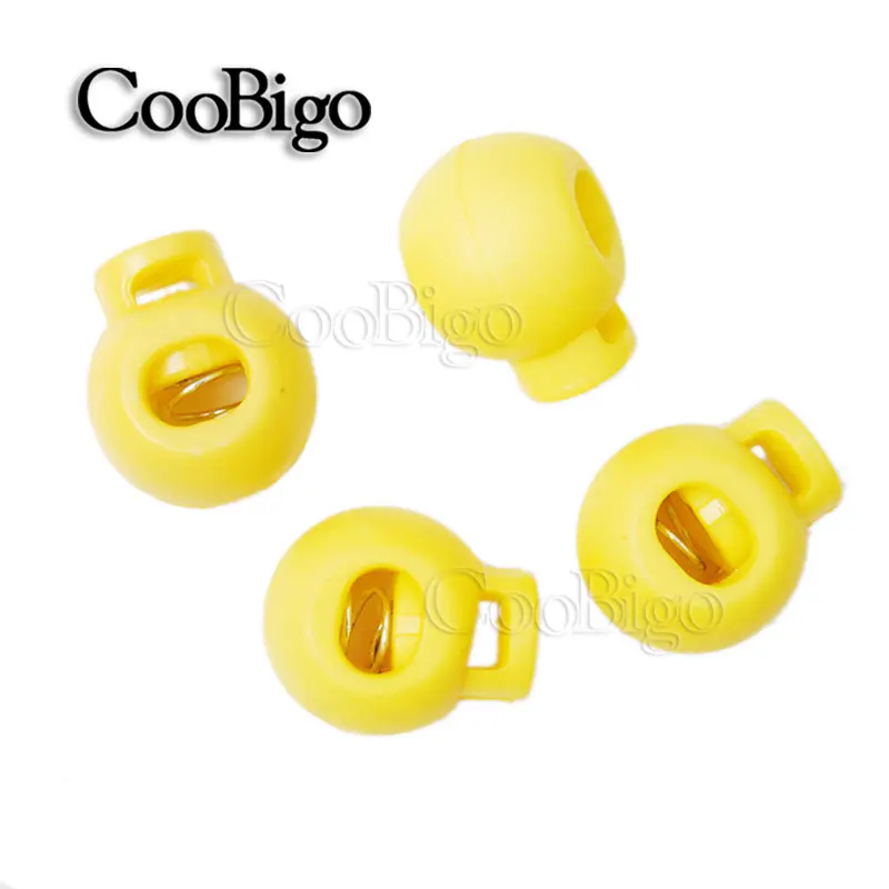 Yellow 100 шт цветные пластиковые шарики с круглым шнуром, пружинный фиксатор, фиксатор для спортивной одежды, обуви, веревки, детали для рукоделия - Цвет: Yellow