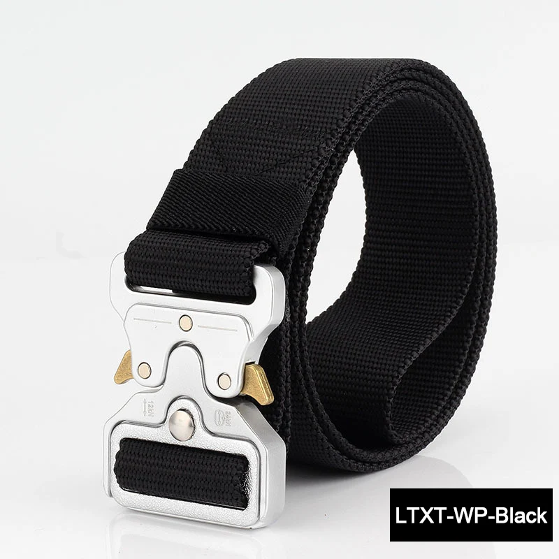 LTXT-WP-BLACK LiuWeiShun Heavy Duty Tactical Belts Men Waist Straps Army Military Equipment Hunting Nylon Belts With Znic Alloy Buckle - Цвет: LTXT-WP-BLACK