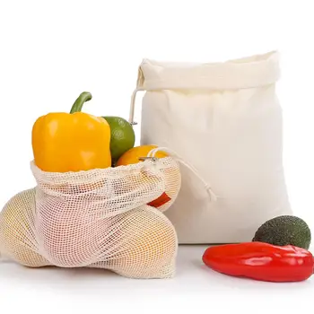 

6Pcs Kitchen Storage Bags Drawstring Fruit Vegetable Rice Holder Storage Bag Container Shopping Pouch Kitchen Storage Organizer