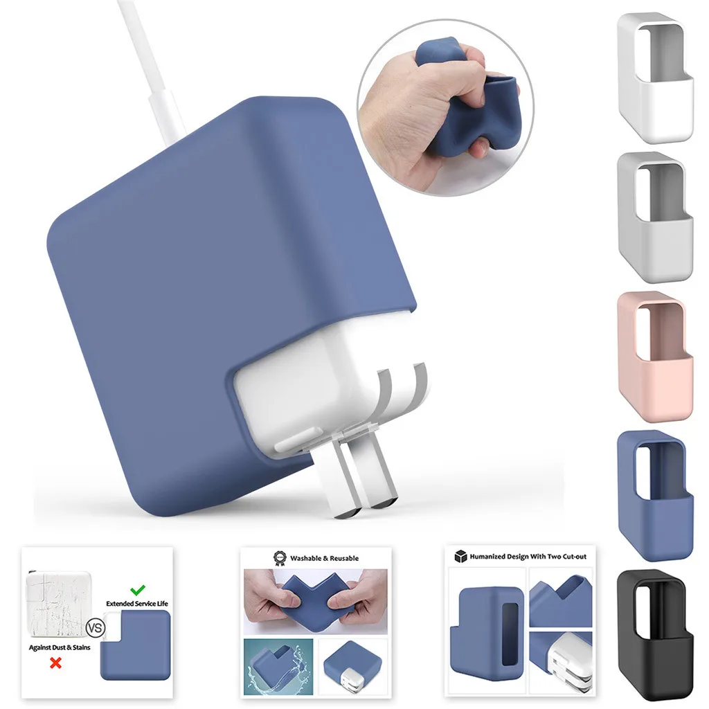 Soft Silica gel Shock Proof Charger Protector Case Cover For iMacbook air/pro power plug charger Protective Shell Skin | Электроника