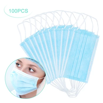 

100Pcs/Pack 3-Ply PM2.5 Nonwoven Disposable Elastic Mouth Soft Breathable Face Masks Fast Shipping Within 24 Hours