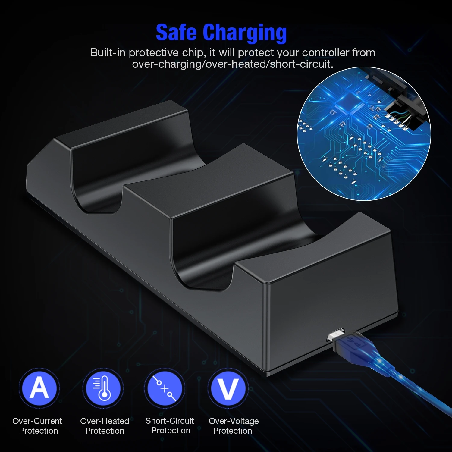 Für PS4-Controller-Ladestation, USB-Dual-Schnellladestation-Dock für PlayStation4/PS4 Slim/Pro Joystick-Gamepad-Controller_voghion.com