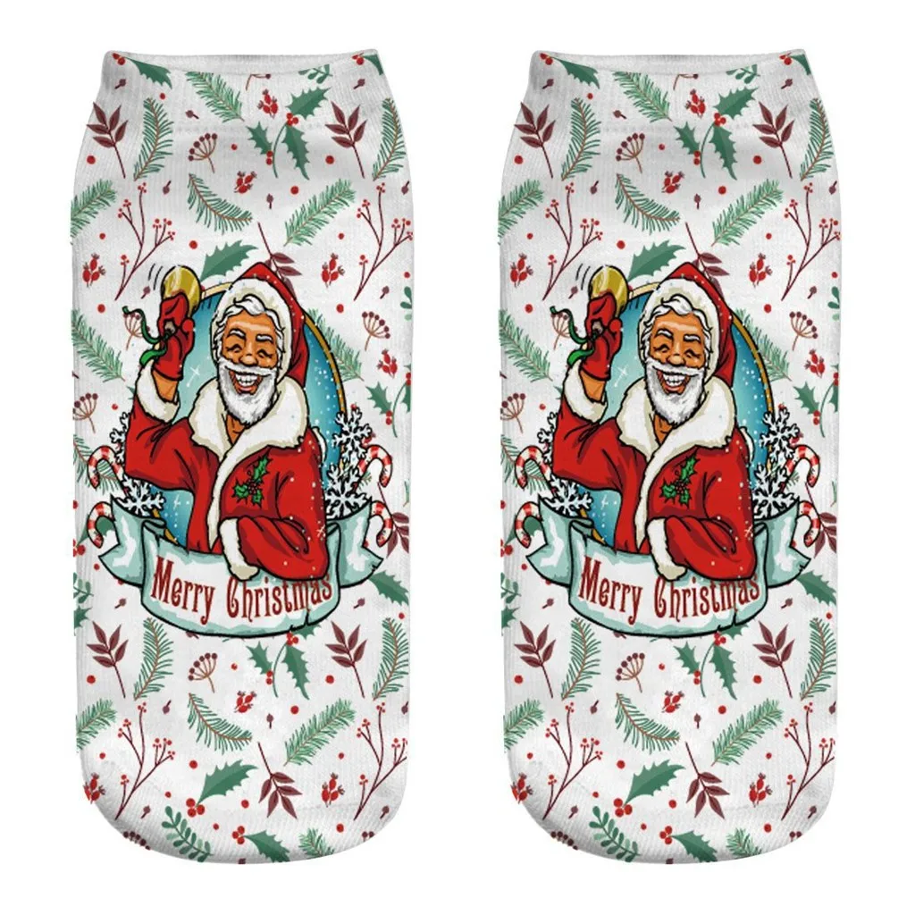 Милые рождественские носки, повседневные носки для работы, 3D Рождественский принт лося, средние Носки, сохраняющие тепло, женские Чулочные изделия, рождественский подарок - Цвет: 5D
