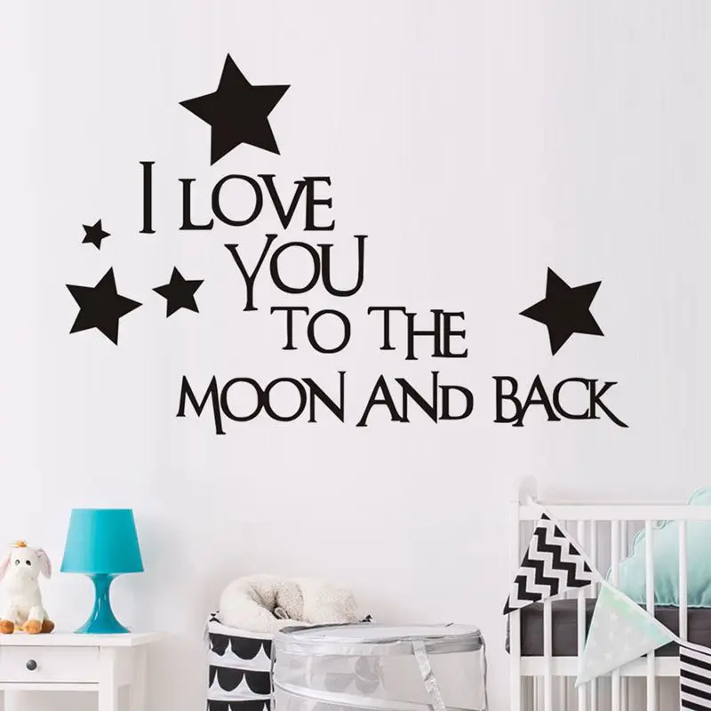 Наклейки на стену I Love You to The Moon and Back с цитатами обои домашний декор наклейки для