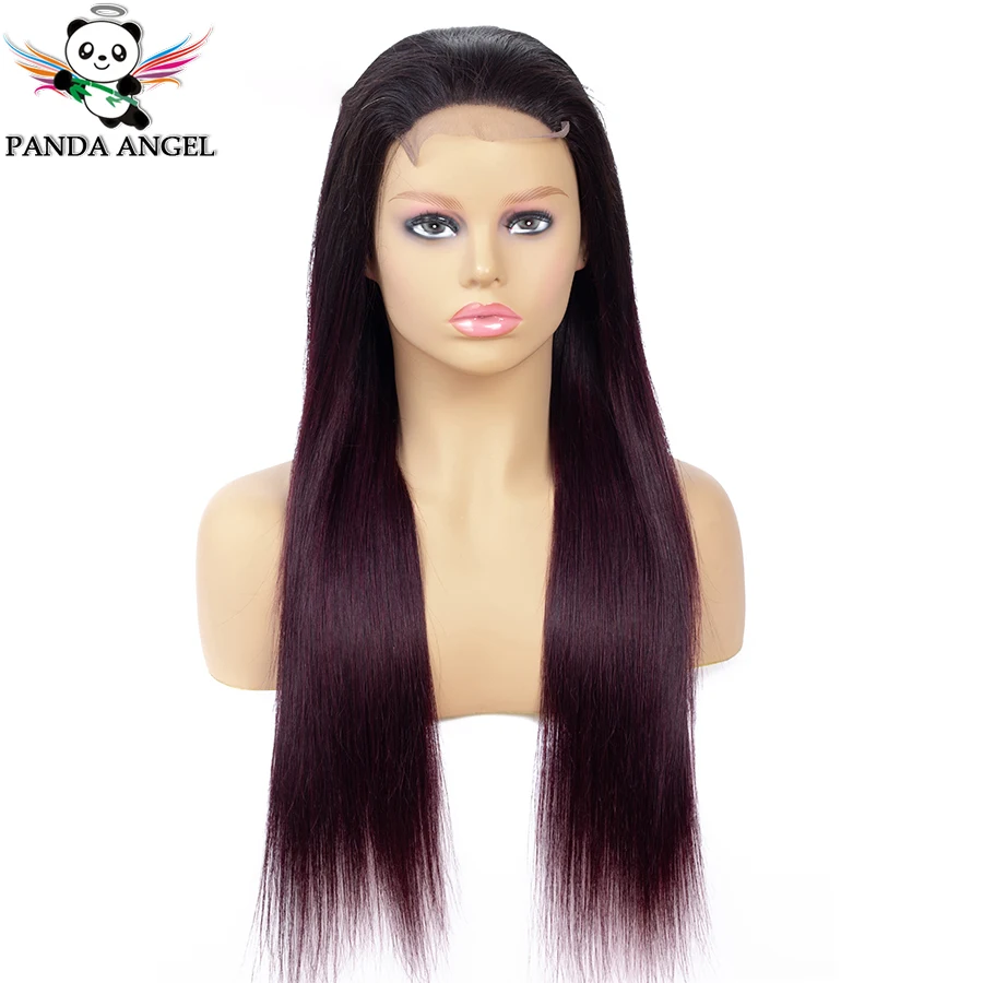 Panda 99J Омбре прямые человеческие волосы на кружеве парики для черных женщин Remy 8-24 дюймов индийские 150% Плотность 13*4 99J парики на кружеве