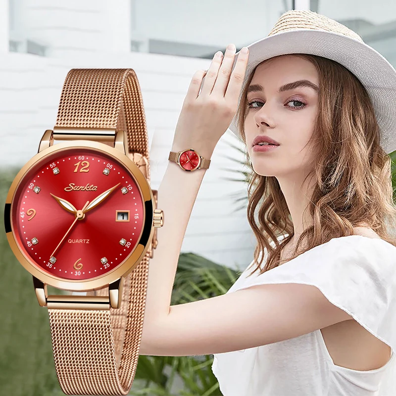 

SUNKTA New Women Luxury Brand Watch Simple Quartz Lady Waterproof Wrist Watch Female Fashion Casual Watches Clock reloj mujer