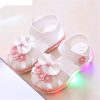 

Xinfstreet Baby Toddler Girls Summer Shoes Children Sandals With Light Up Breathable Soft Bow Kids Girls Sandals Size 21-30