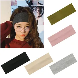 New Solid Knitted Headband for Women Girls Autumn Winter Sport Yoga Sweat Uptake Headwear Elastic Hairbands Hair Accessories