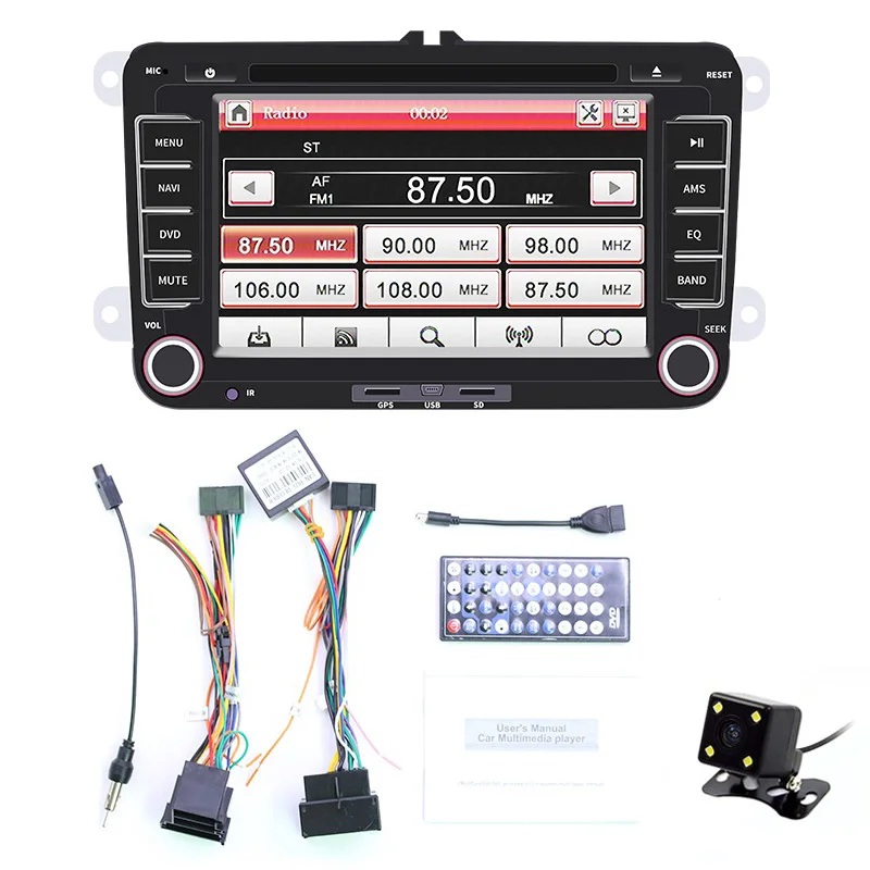 7 дюймов 2 Din Автомобильный мультимедийный Dvd Gps Bluetooth навигация Радио стерео плеер для Golf 6 Passat B6 B7 Touran Tiguan Seat Leon Sk Oct - Цвет: With Camera