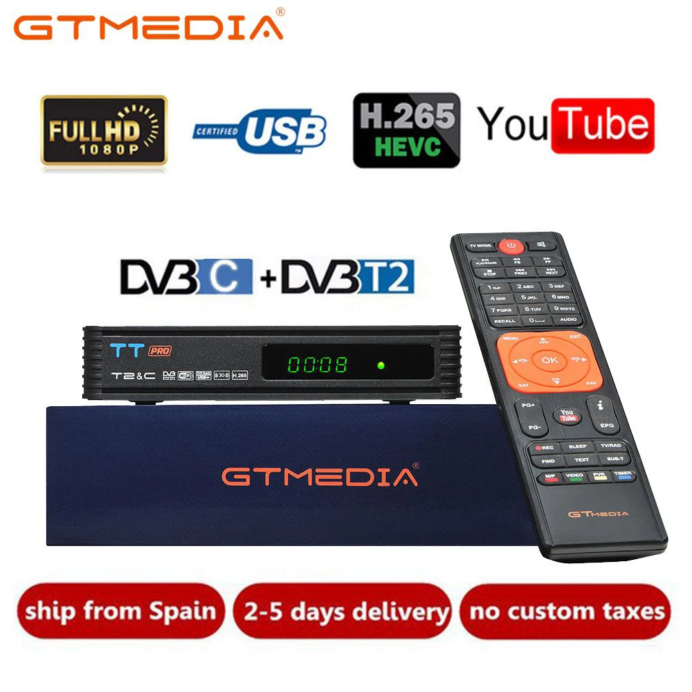 DVB T2 GTMEDIA TT Pro C T2/T Tunner TV Combo спутниковый приемник Поддержка H.265 для Европы Испании