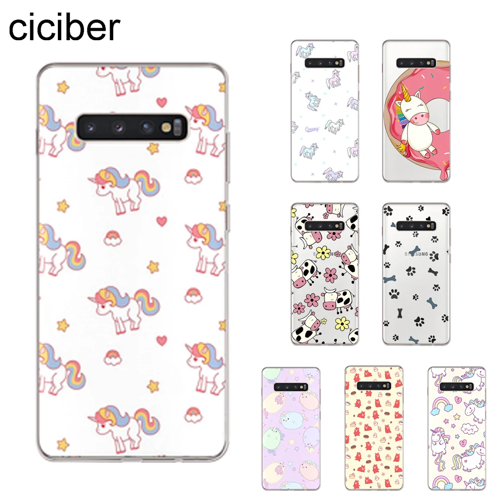 

ciciber Cute Unicorn Cow Cover For Samsung Galaxy S9 S8 S7 S6 S5 S10+ S10e Lite Edge Plus mini Phone Cases Soft TPU Shell Capa