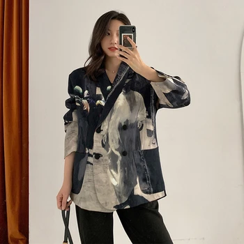 

2020 Korean Spring Fashion Ladies Printed Trench Womens Patchwork Coats Punk Style Female Streetwear Clothes Plus Size XZ23