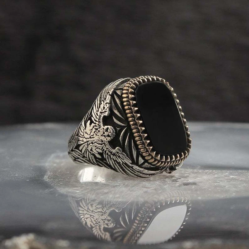 Vintage Punk Big Black Zircon Stone Rings for Men Women Gothic Octopus Scorpion Animals Punk Party Bike Jewelry Turkey Jewelry