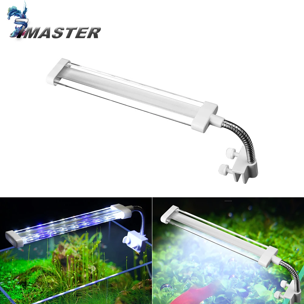 

16cm 23cm 31cm Aquarium Crystal LED Lighting Fish Tank Lamp White And Blue LEDs Waterproof Clip-on Lamp Flexible Arm