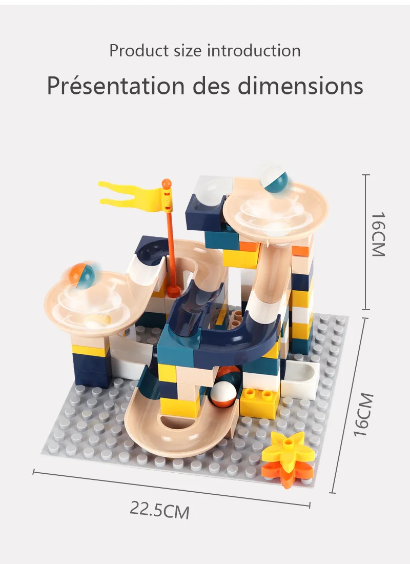 76 шт. Большой размер DIY Строительные блоки Кирпич мрамор гонки бег лабиринт, Шариковая дорожка совместимы Duploed пластиковые блоки игрушки для детей