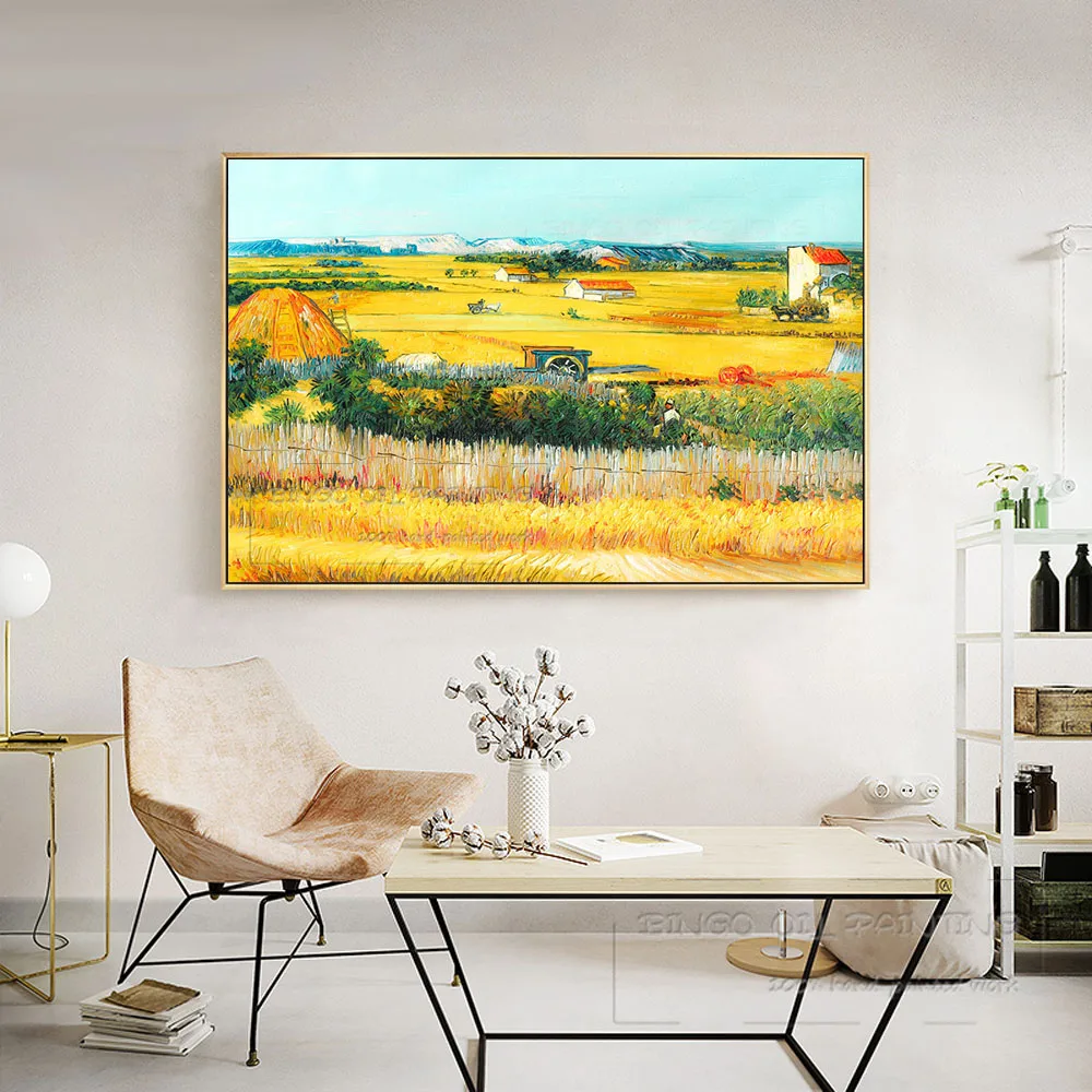 Опытный художник ручная роспись высокого качества импрессионистское поле урожай пейзаж масляными красками воспроизводят Ван Гог Урожай картина маслом