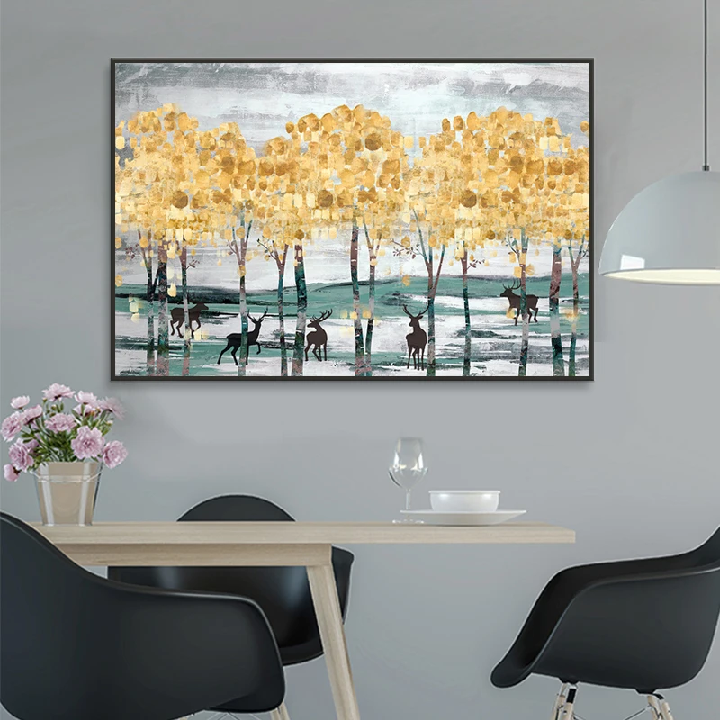 GOLDEN FOREST OIL PAINTING CANVAS