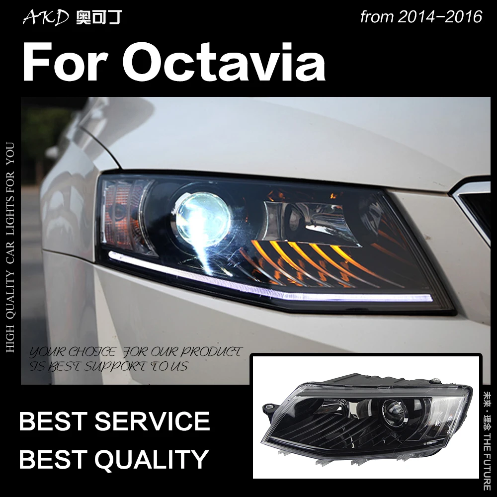 Автостайлинг AKD фары для Skoda Octavia 2015 2017 A6 светодиодный ные DRL Hid Bi Xenon автомобильные