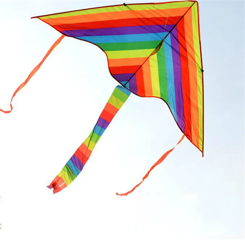 High Quality Colorful Rainbow Kite Long Tail Nylon Outdoor Kites Flying Toys For Children Kids Kite Surf With 30m Kite Line 2