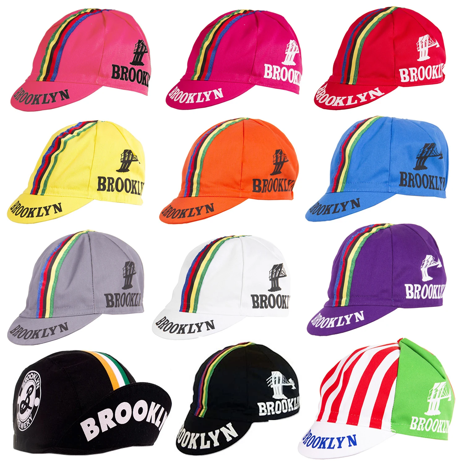 Brookln cores linhas campeões retro clássico novo ciclismo tampas osrolling