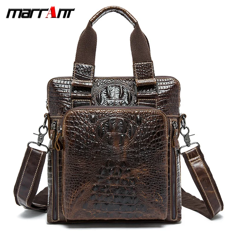 

Genuine Leather Male Crocodile Grain Hand Cowhide Business Vertical Men Single Shoulder Oblique Bag 8831