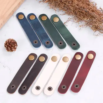 

2pcs/set Cable Organizer Leather Earphone Cable Winder Wire Clip Organizer Space Saving Desk Accessories Office Supplies