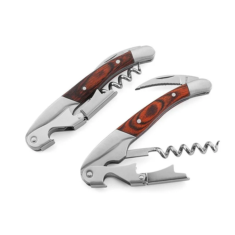 wine corkscrew Wine Corkscrew Multifunction Wooden Handle Stainless Steel Red Wine Bottle Opener Kitchen Accessories Cork Remover Beer Opener