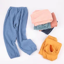 Детские противомоскитные штаны Новые Летние Стильные Удобные противомоскитные штаны в Корейском стиле для мальчиков и девочек шаровары из чистого хлопка