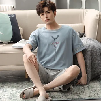

Simple men's pajamas high quality tight match cotton short sleeve men's home clothes