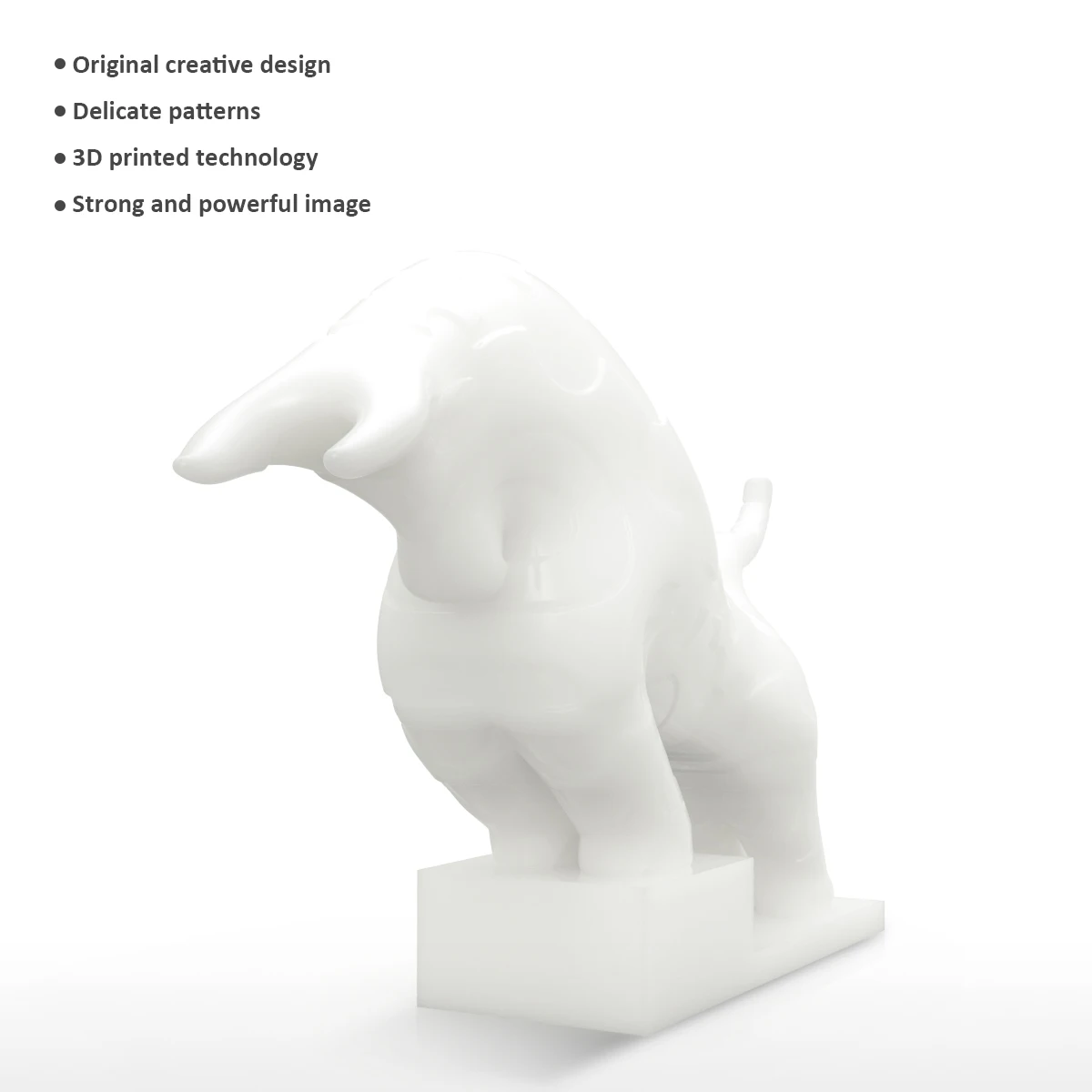 

Bull Statue 3D Printed Powerful Bull Sculpture Animal Statue for Indoor Home Decor Crafts Decorative Art Collection