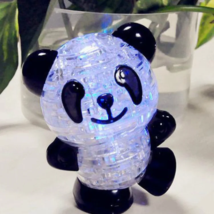 

With Flash 3D Panda Crystal 3D Puzzle Model DIY Decoration Furnishings Gift Educational Toy