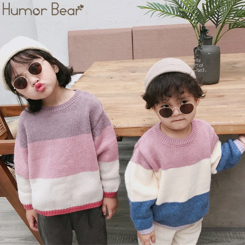 Humor Bear/; Детский свитер; сезон зима-осень; Новинка; корейский стиль; Теплые Топы для мальчиков и девочек; широкий модный свитер