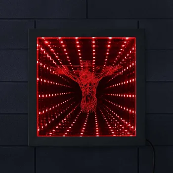 

Jesus On Cross LED Lighting Infinity Mirror Tunnel Vision Wood Frame Christ Lighted Mirrors Religious Home Decor Christian Gift