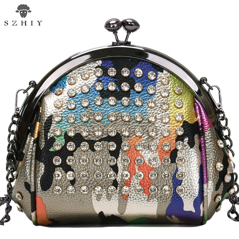 

fashion women shoulder bag diamonds bag rhinestone shoulder bags ladies Evening Bags Crossbody punk bag women 2019 brand SZHIY
